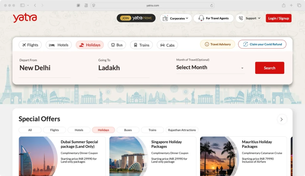 Yatra is a trusted name among tours and travel companies in India.