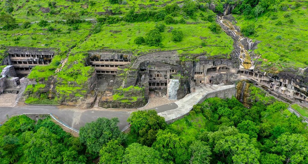 Ellora Caves preserve extraordinary examples of Buddhist temple art in India.