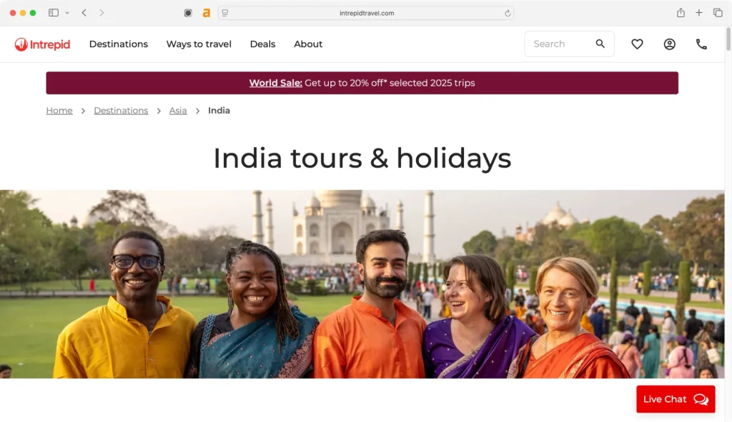 Intrepid Travel ranks high among group travel companies in India.

