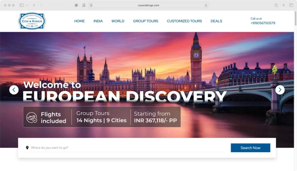 Cox & Kings is one of the most trusted group tour companies in India.