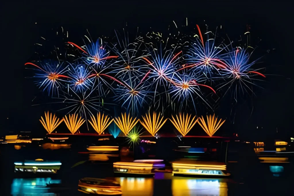Festival of lights in India celebrated in Varanasi.