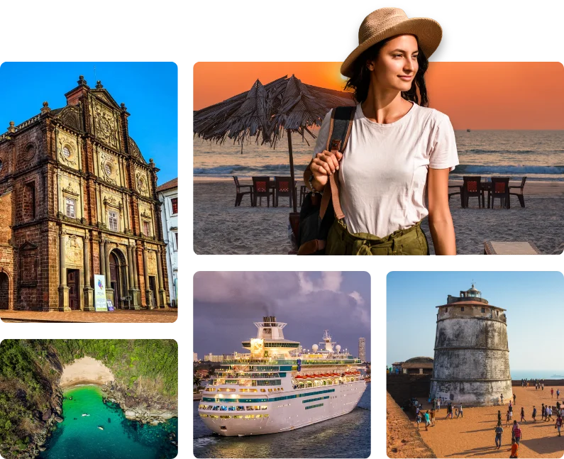 Sunny beaches and coastal views in goa tour packages.