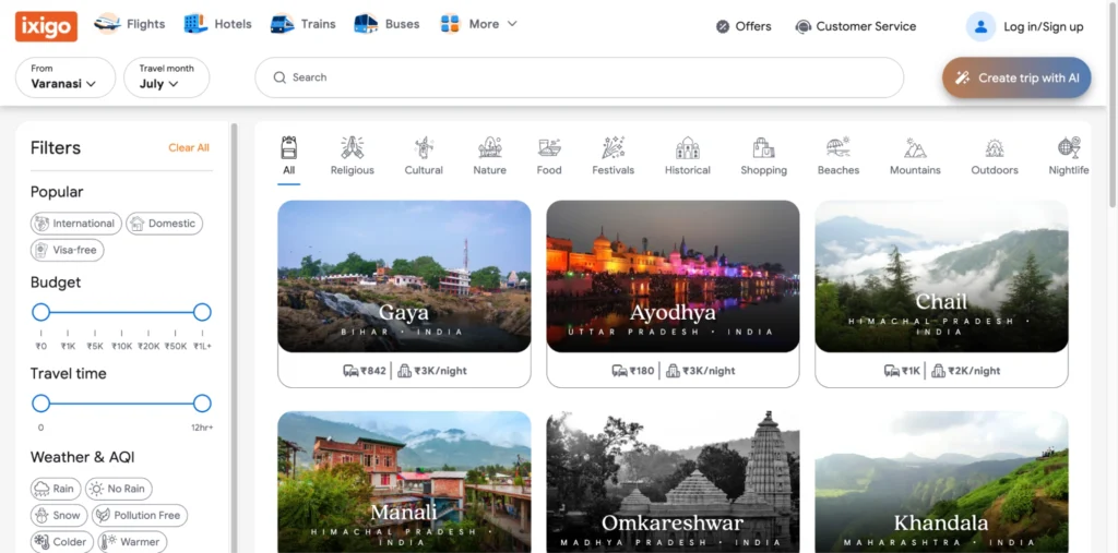 ixigo offers all-in-one travel solutions and continues to grow as one of the major travel companies in India.