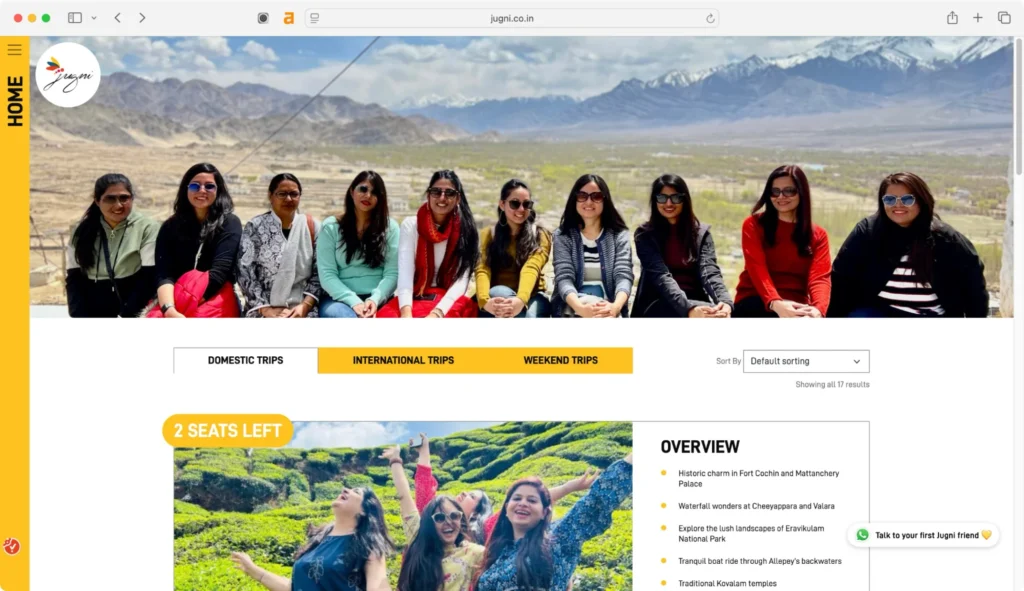 Jugni stands out among top group travel companies in India.