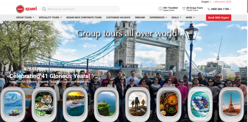 Kesari offers world tours and holiday packages, securing its place in the list of travel companies in India.