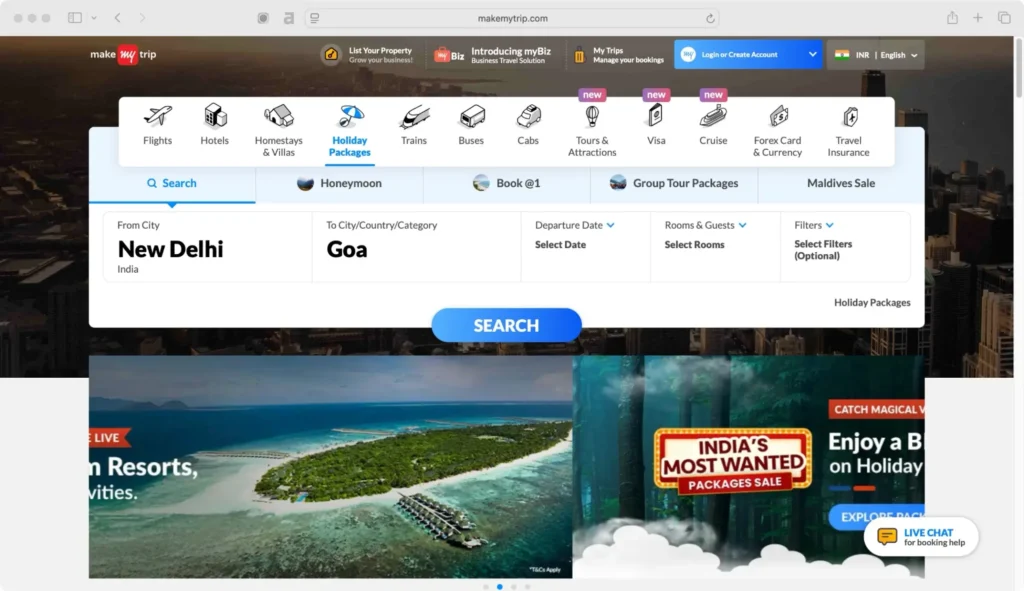 MakeMyTrip is a well-known name among group tour companies in India.
