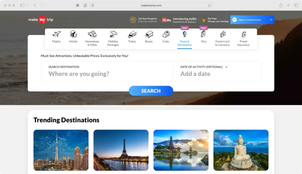 MakeMyTrip is one of the leading tour & travel companies in India.