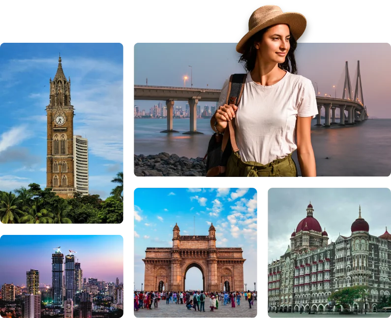 City skyline and heritage landmarks in Mumbai tour package.