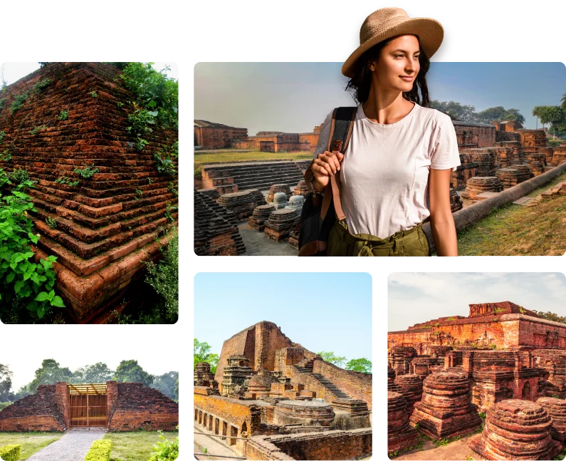 Ancient university ruins in Nalanda tour packages.