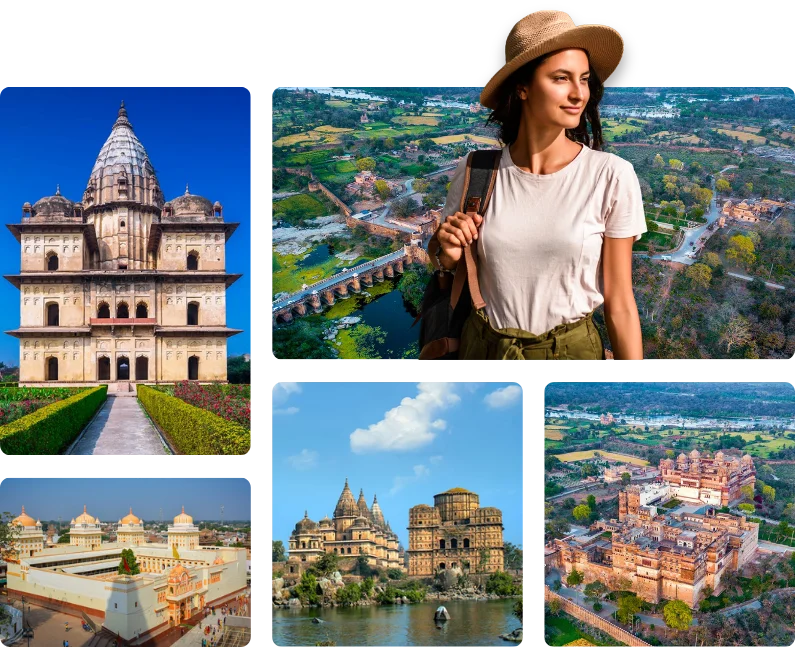 Historic palaces and temples in Orchha tour packages.