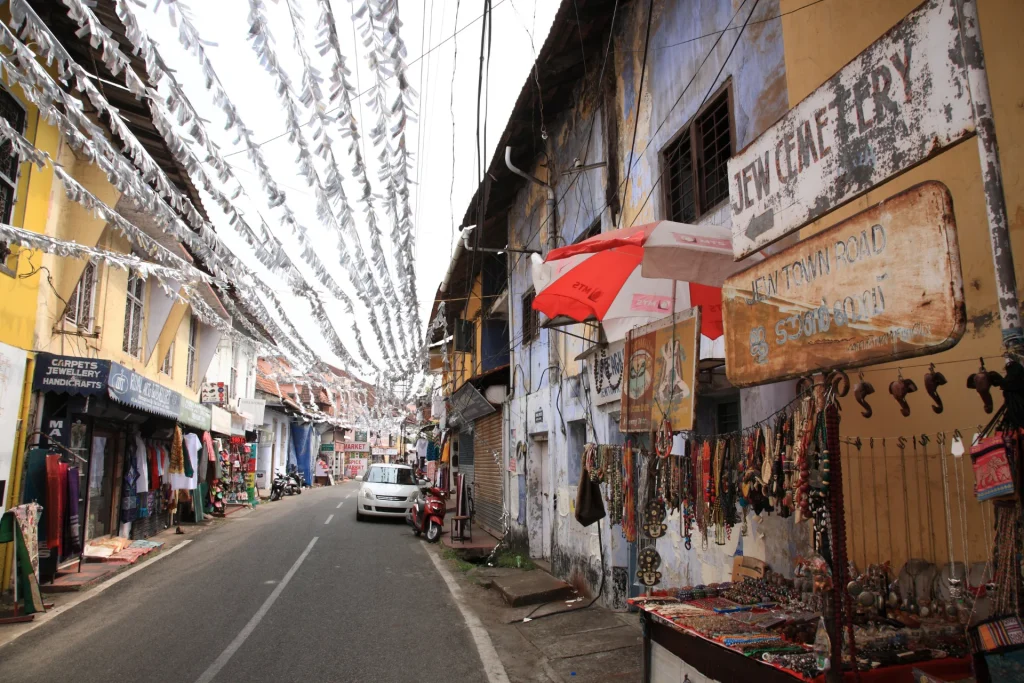 Walking inside a place to visit in Fort Kochi streets quietly.