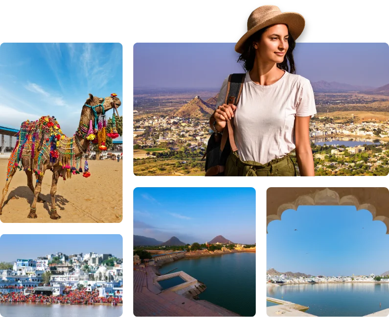 Sacred ghats and temples in Pushkar tour packages.