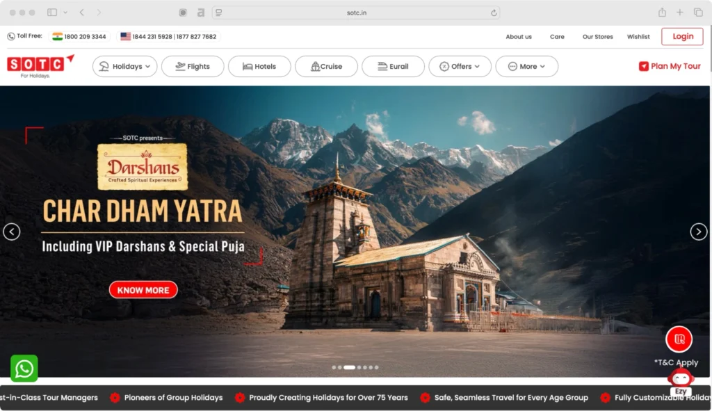 SOTC Travel features in the list of travel and tourism companies in India.