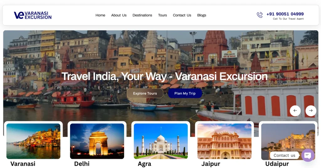 Varanasi Excursion guiding travelers to explore temples in Varanasi during a spiritual tour.