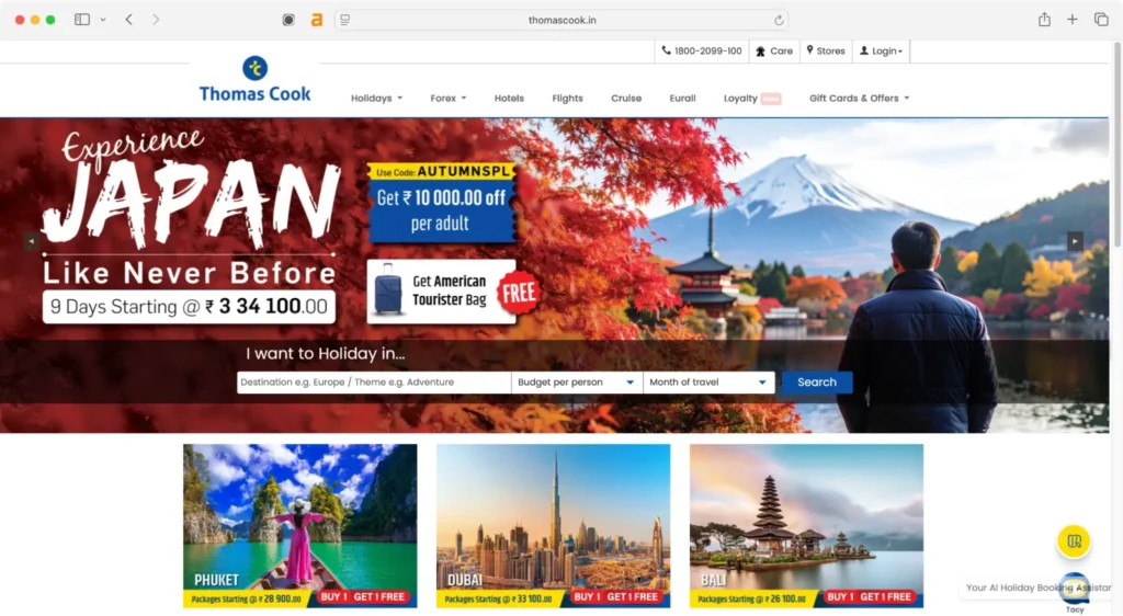 Thomas Cook India features among the top 10 international travel companies in India.