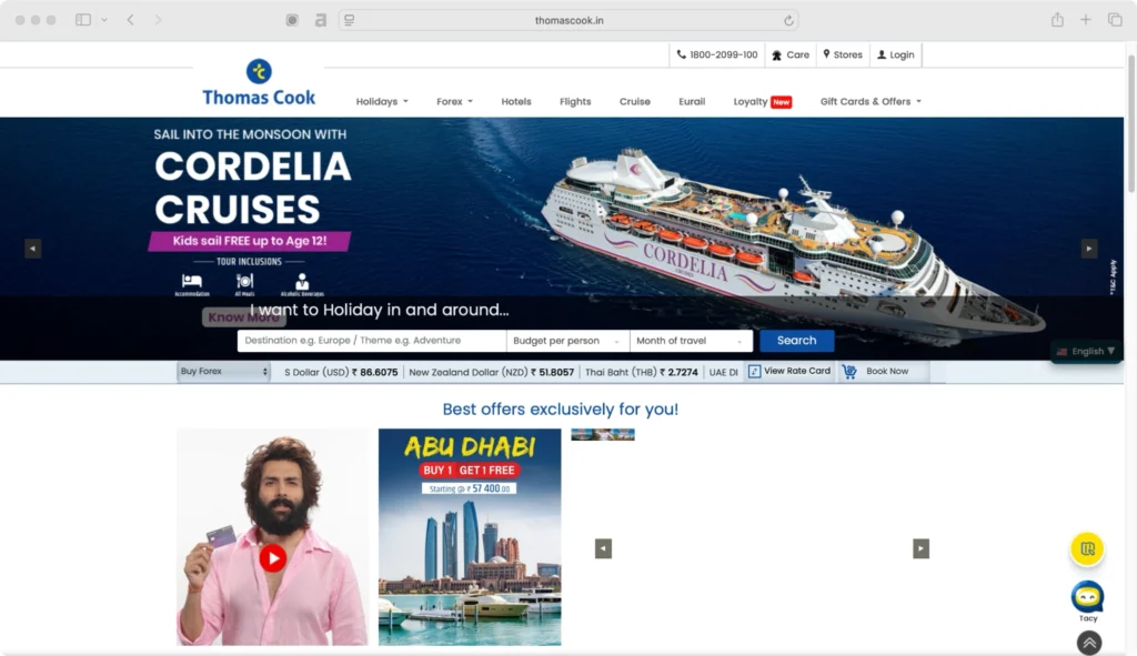 Thomas Cook India is a pioneer among travel and tourism companies in India.