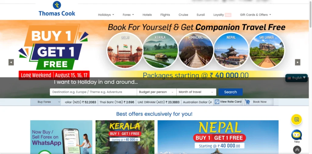 Thomas Cook India remains one of the big travel companies in India with trusted service.