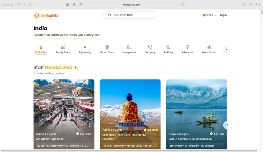 Thrillophilia stands out among leading Indian tour companies in India.