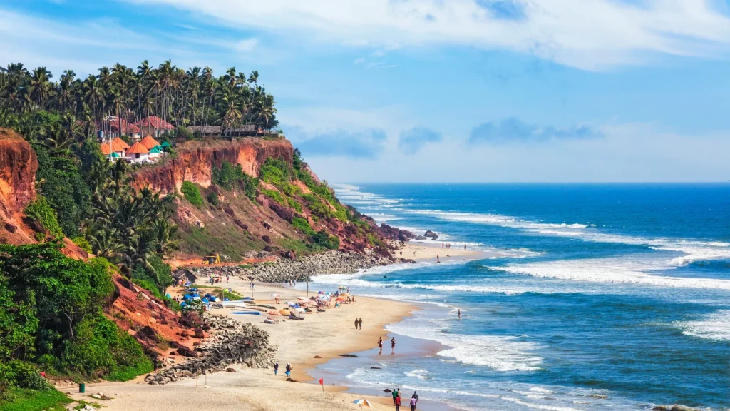 Varkala honeymoon places in Kerala with cliff beaches and sea views for couples.