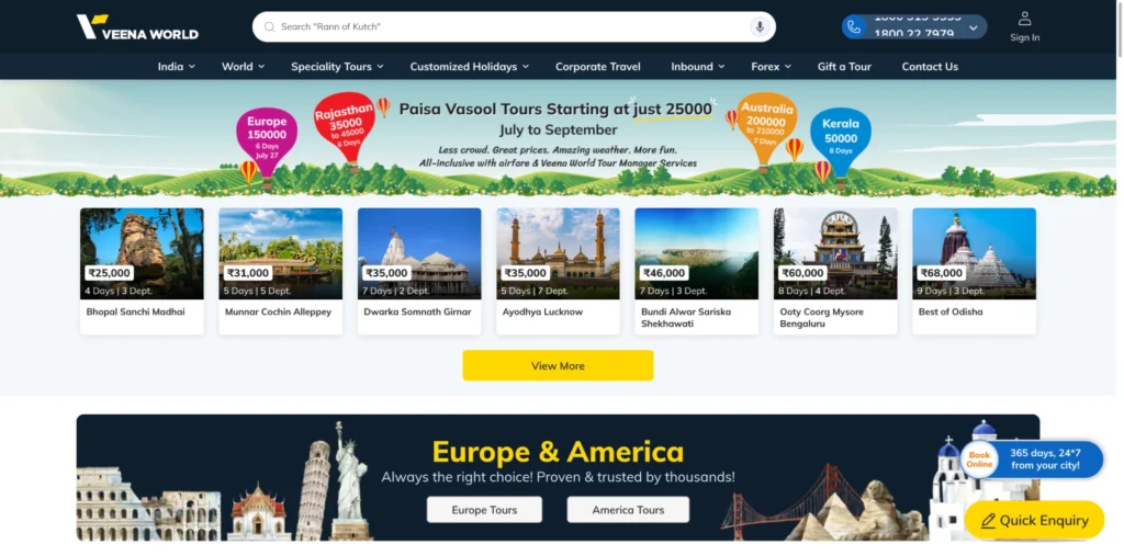 Veena World delivers trusted holiday tours and travel deals as a leading travel company in India.