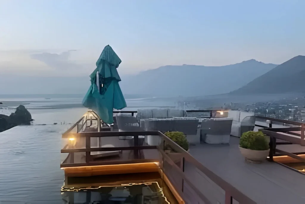 Peaceful mountain morning at luxury nature resorts overlooking Dal Lake.