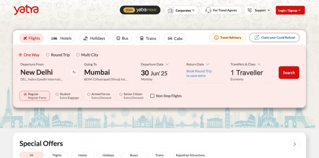 Yatra ranks high among online travel companies in India for its easy booking and wide options.